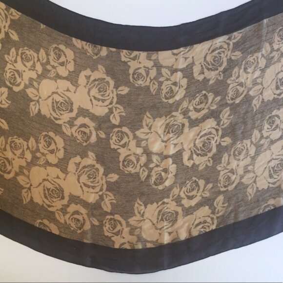 Vintage Valentino Roses Silk Chiffon Signed Scarf